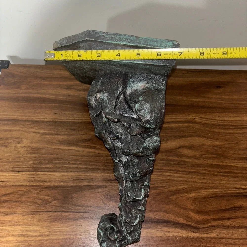 Vintage Style Wall Shelf Bronze Finish Leaf Design Home Decor Accent